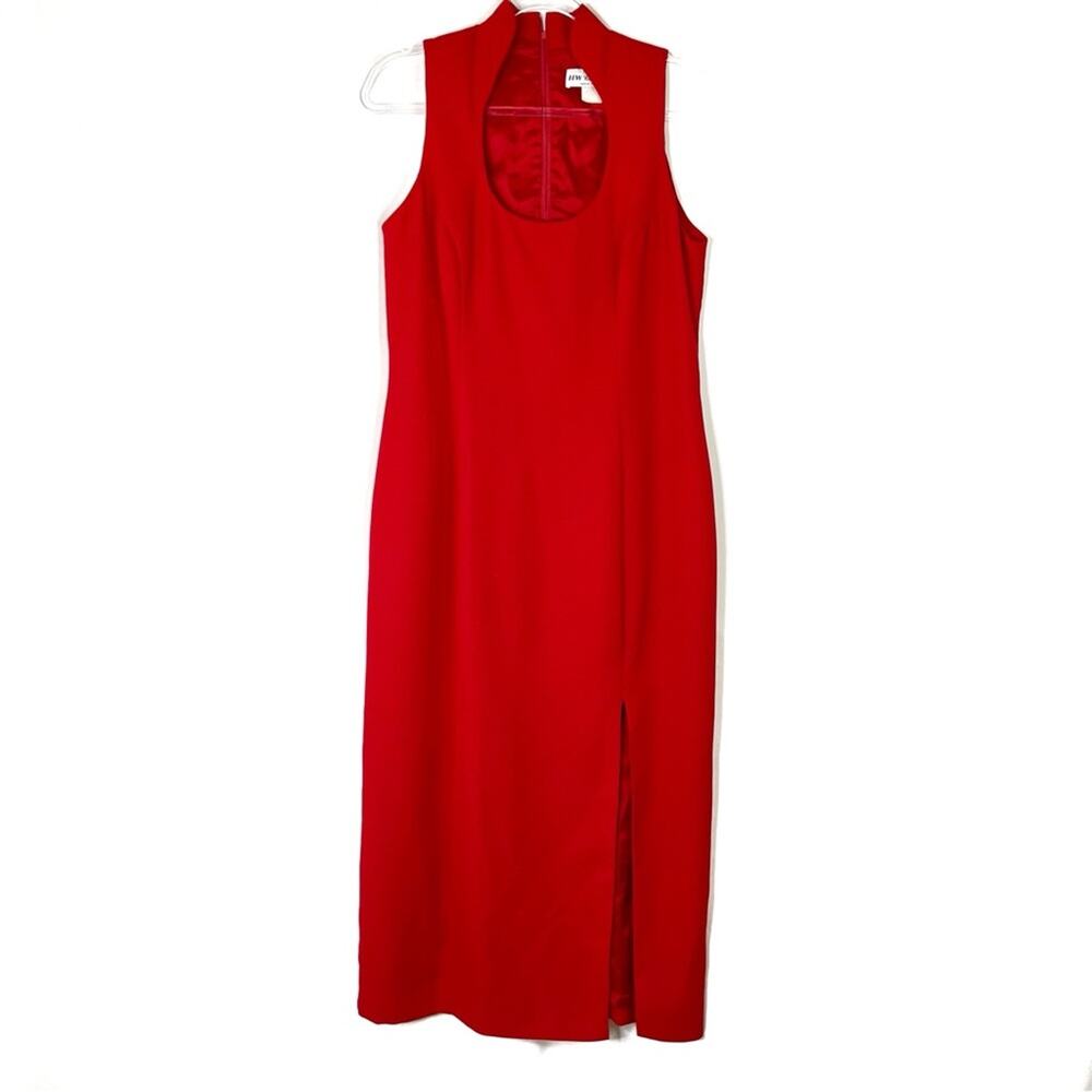 HW Collections | Vintage Red Sleeveless Dress Made in USA Long Scoop Neck 12